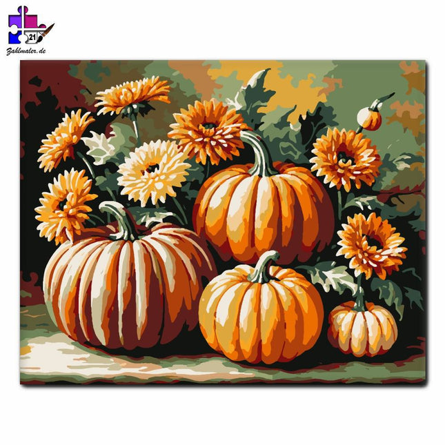 Herbst-Kürbis-Zauber | Malen nach Zahlen-Zahlmaler.de