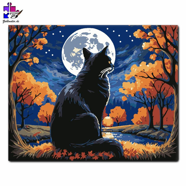 Die Katze des Magiers der Herbstnächte | Malen nach Zahlen-Zahlmaler.de