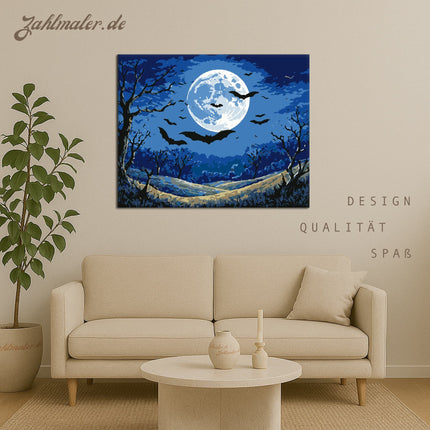 Fledermäuse bei Vollmond 2 | Malen nach Zahlen