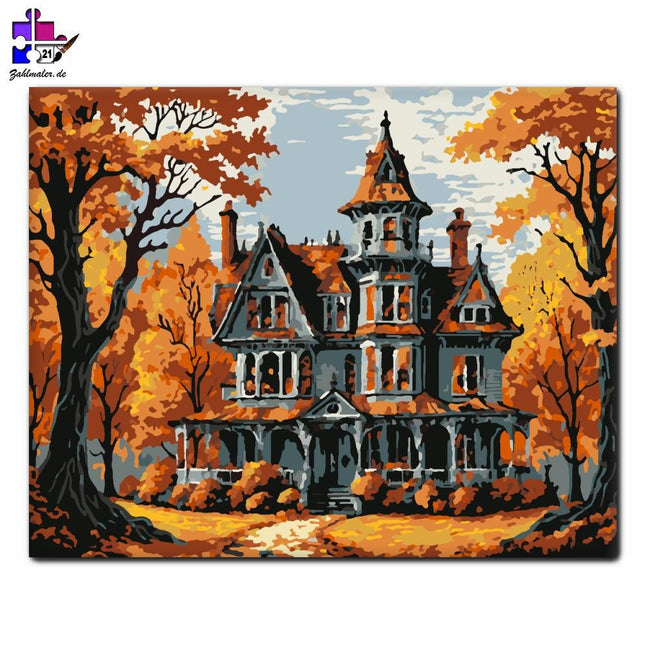 Viktorianisches Herbsthaus | Malen nach Zahlen-Zahlmaler.de