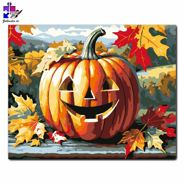 Fröhliche Kürbislaterne | Malen nach Zahlen-Zahlmaler.de