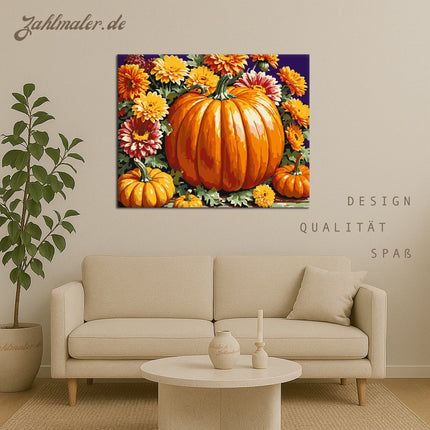 Herbstliches Kürbisblumenarrangement | Malen nach Zahlen-Zahlmaler.de