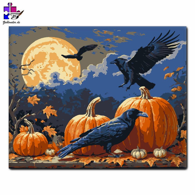 Raben im Licht des Vollmondes | Malen nach Zahlen-Zahlmaler.de