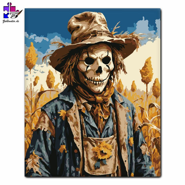 Sonnenblumen-Vogelscheuche | Malen nach Zahlen-Zahlmaler.de