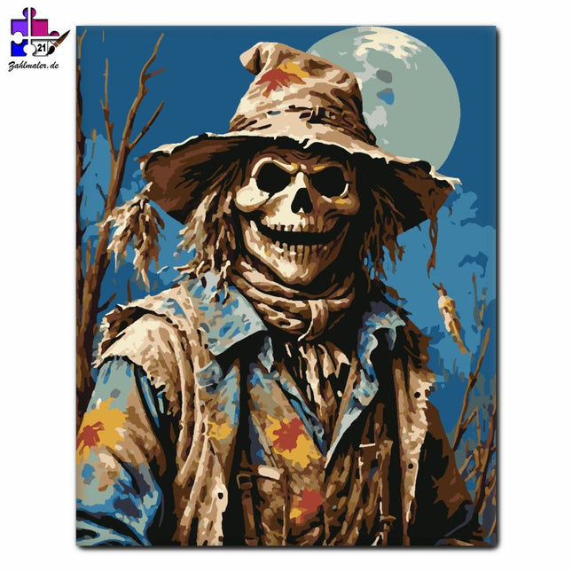 Vogelscheuche im Mondschein | Malen nach Zahlen-Zahlmaler.de