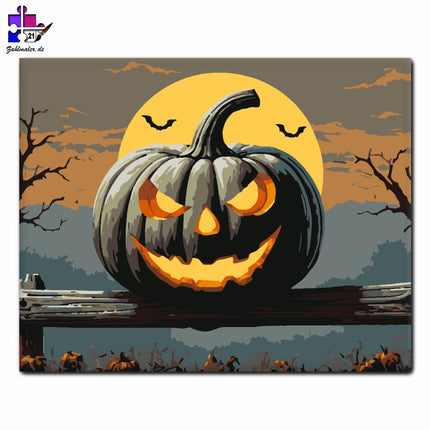 Kürbis unter dem Vollmond | Malen nach Zahlen-Zahlmaler.de