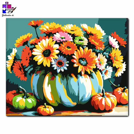 Blühendes Kürbisleben | Malen nach Zahlen-Zahlmaler.de