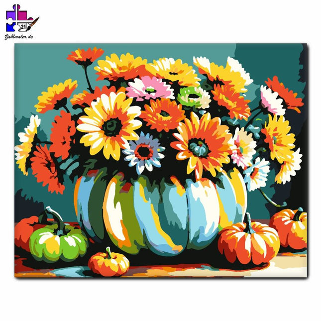 Blühendes Kürbisleben | Malen nach Zahlen-Zahlmaler.de