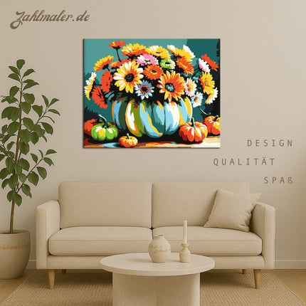 Blühendes Kürbisleben | Malen nach Zahlen-Zahlmaler.de