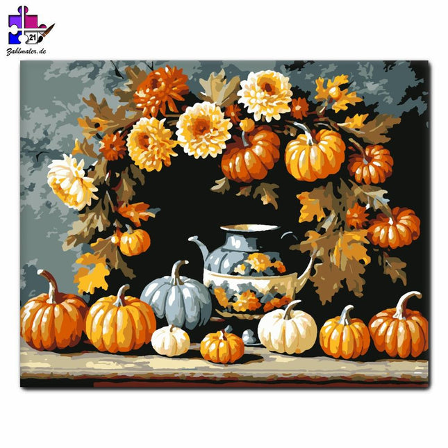 Kürbis-Herbstkranz | Malen nach Zahlen-Zahlmaler.de