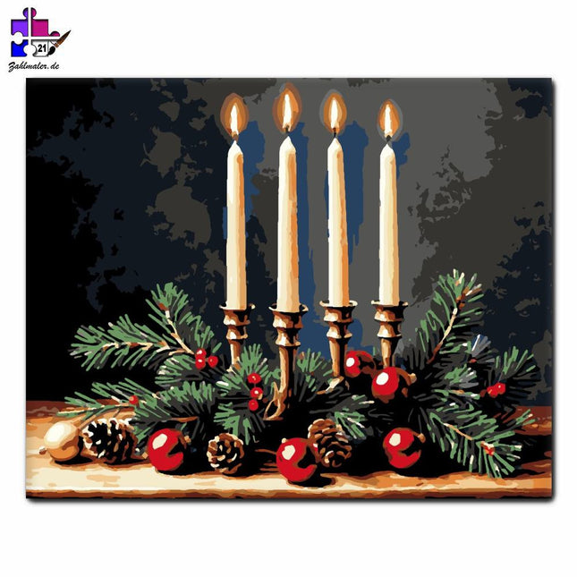 Festliche Harmonie bei Kerzenschein | Malen nach Zahlen-Zahlmaler.de