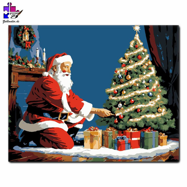 Der festliche Moment des Weihnachtsmanns | Malen nach Zahlen-Zahlmaler.de