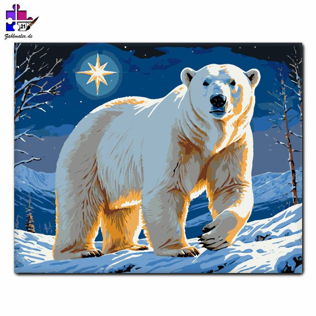 Mondlicht Mitternachtsbär | Malen nach Zahlen-Zahlmaler.de