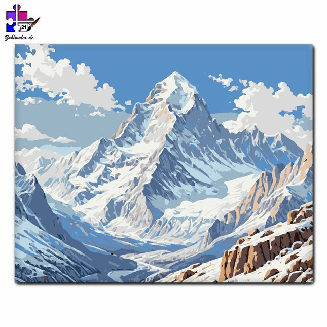 Schneebedeckte Berge Erhabenheit | Malen nach Zahlen-Zahlmaler.de