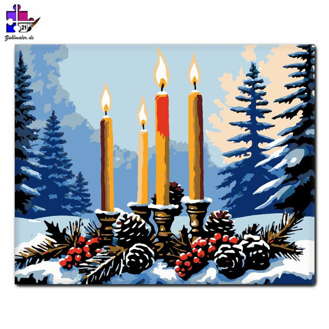 Winterharmonie bei Kerzenschein | Malen nach Zahlen-Zahlmaler.de