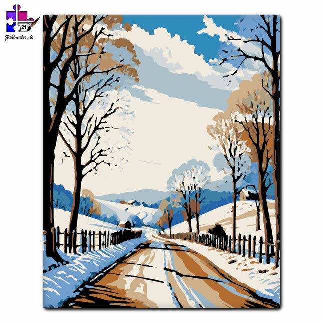 Der Zauber der Winterstraße | Malen nach Zahlen-Zahlmaler.de