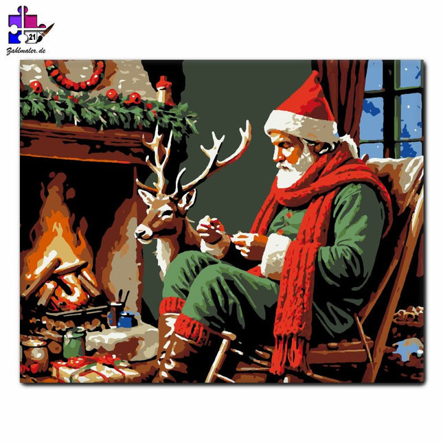Der glückliche Moment des Weihnachtsmanns | Malen nach Zahlen-Zahlmaler.de