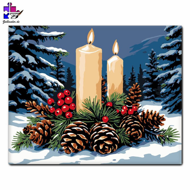 Winter-Kerzenschein-Festival | Malen nach Zahlen-Zahlmaler.de