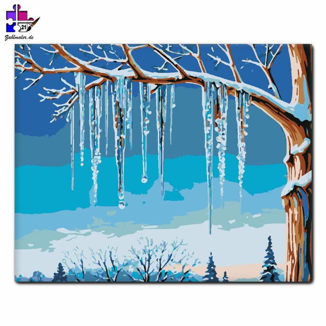 Winterliche Harmonie der Eiszapfen | Malen nach Zahlen-Zahlmaler.de