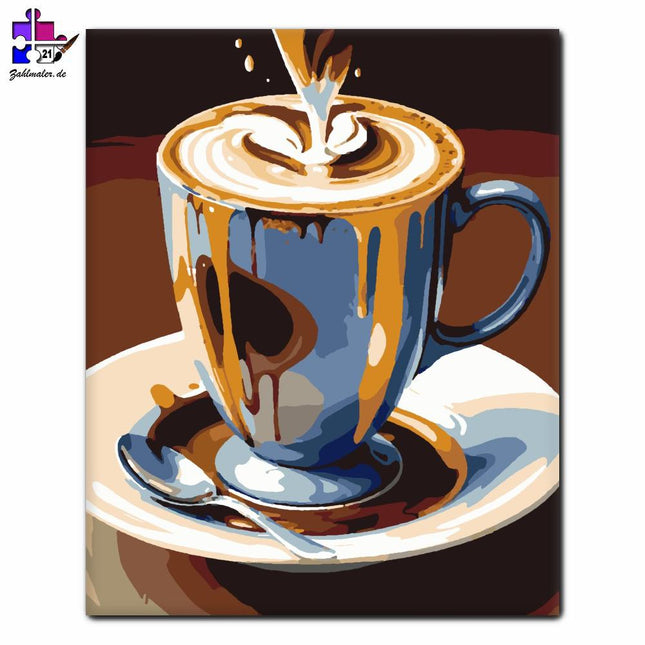 Abenteuer schaumiger Kaffee | Malen nach Zahlen-Zahlmaler.de