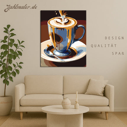 Abenteuer schaumiger Kaffee | Malen nach Zahlen-Zahlmaler.de