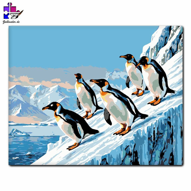 Pinguine im Eispalast | Malen nach Zahlen-Zahlmaler.de