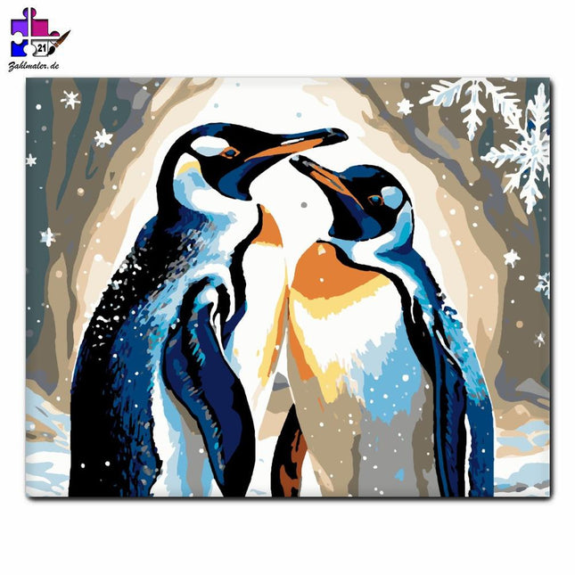 Pinguine im Schneefall | Malen nach Zahlen-Zahlmaler.de
