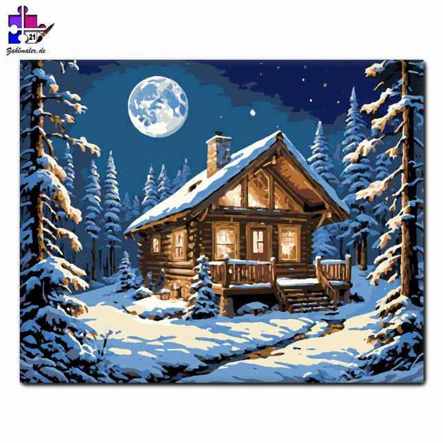 Mondschein-Winterquartier | Malen nach Zahlen-Zahlmaler.de