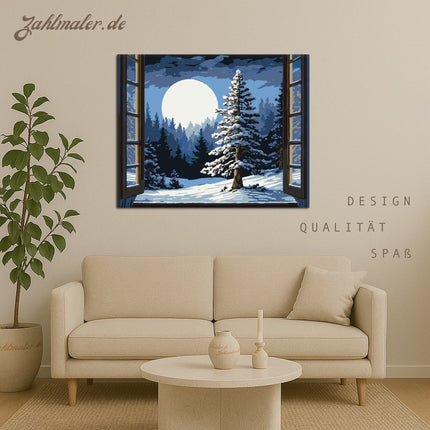 Mondbeschienene Winterlandschaft | Malen nach Zahlen-Zahlmaler.de