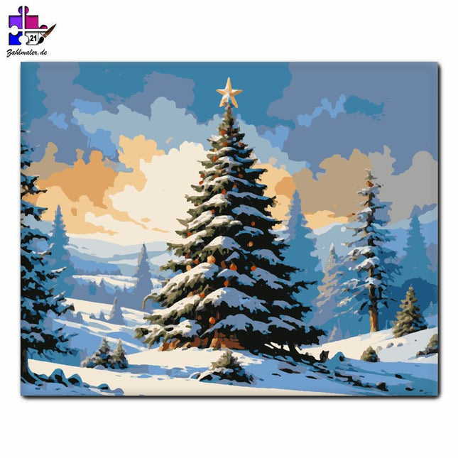 Winterliche Lichterketten | Malen nach Zahlen-Zahlmaler.de