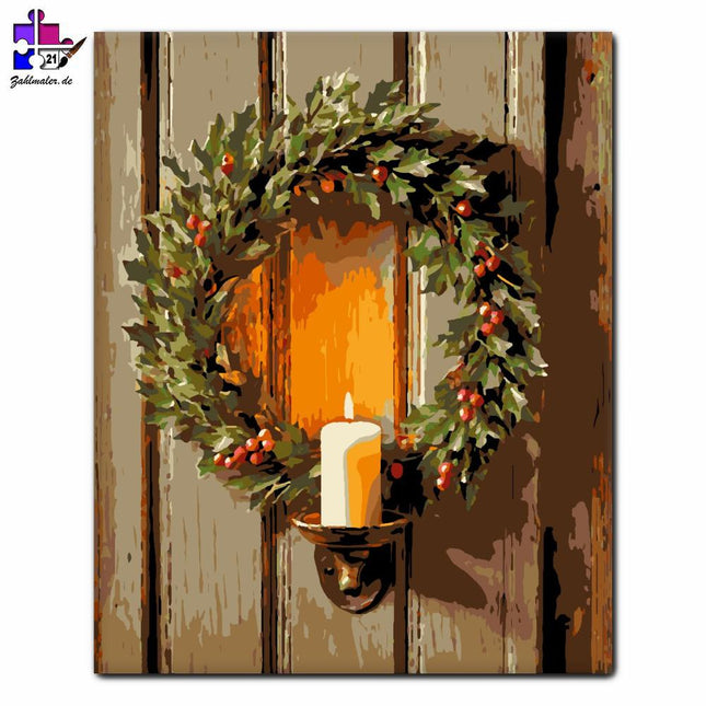 Harmonie des Kerzenlichtkranzes | Malen nach Zahlen-Zahlmaler.de