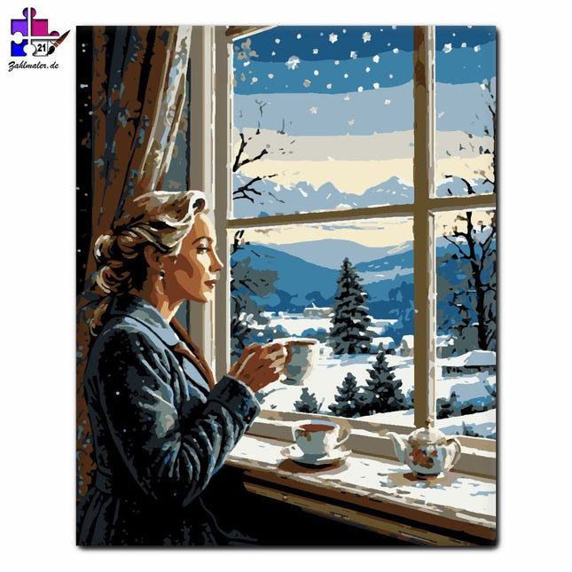 Winterliche Fensterläden-Besinnung | Malen nach Zahlen-Zahlmaler.de