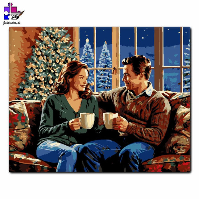 Festlicher Reichtum am Kamin | Malen nach Zahlen-Zahlmaler.de