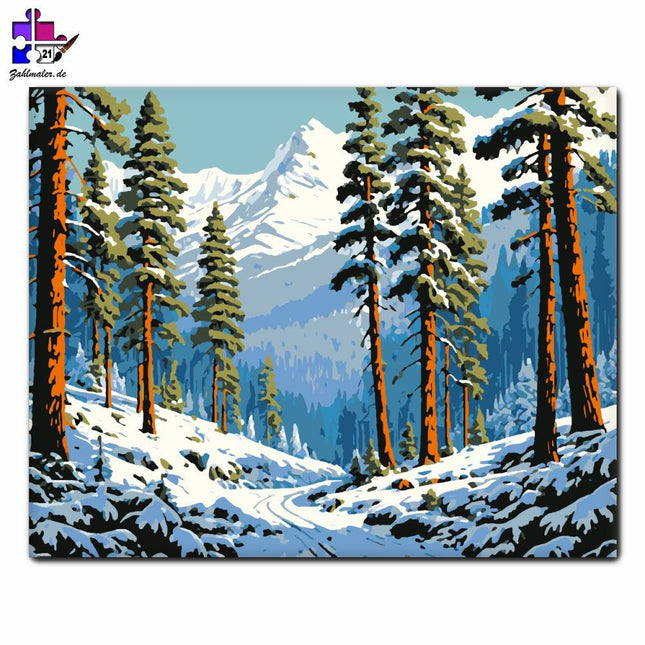 Die Stille des Winterwaldes | Malen nach Zahlen-Zahlmaler.de