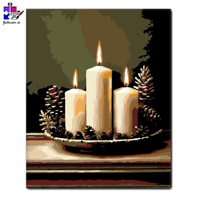 Winterharmonie bei Kerzenschein | Malen nach Zahlen-Zahlmaler.de