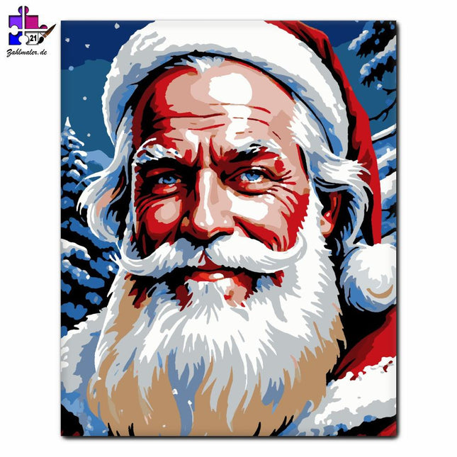 Das Lächeln des Weihnachtsmanns | Malen nach Zahlen-Zahlmaler.de