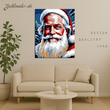Das Lächeln des Weihnachtsmanns | Malen nach Zahlen-Zahlmaler.de