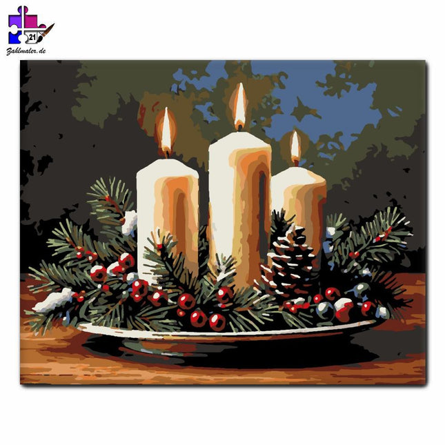 Festliche Magie bei Kerzenschein | Malen nach Zahlen-Zahlmaler.de