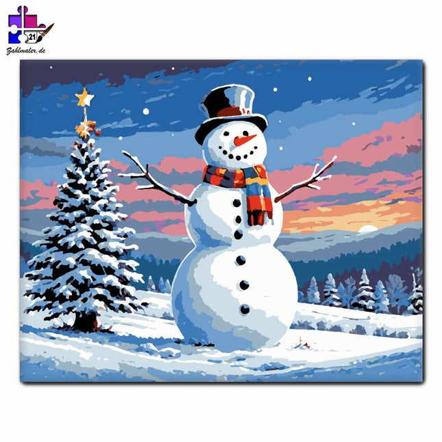 Lächelnde Winterstimmung | Malen nach Zahlen-Zahlmaler.de