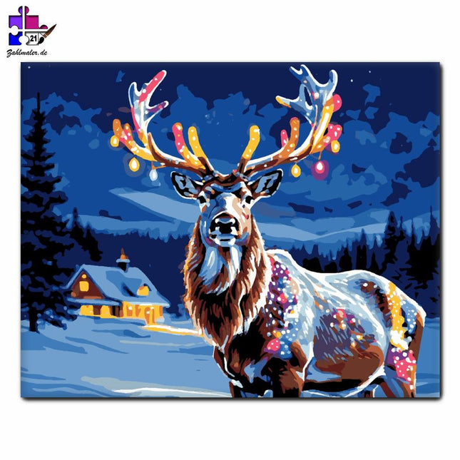 Glühende Nacht Rehe | Malen nach Zahlen-Zahlmaler.de