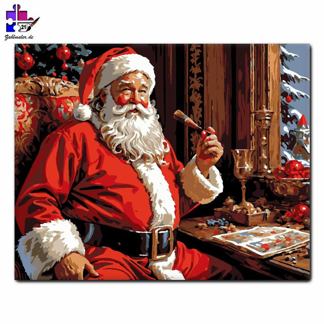 Weihnachtsmannstimmung am Kamin | Malen nach Zahlen-Zahlmaler.de