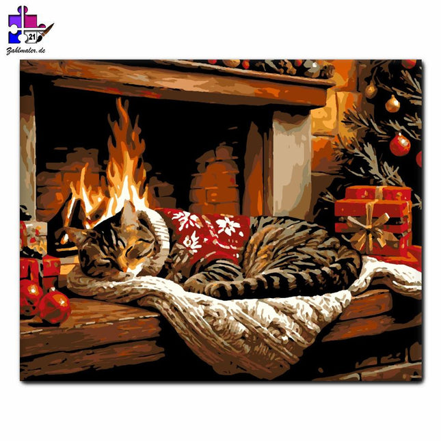 Träumen vor dem Kamin | Malen nach Zahlen-Zahlmaler.de