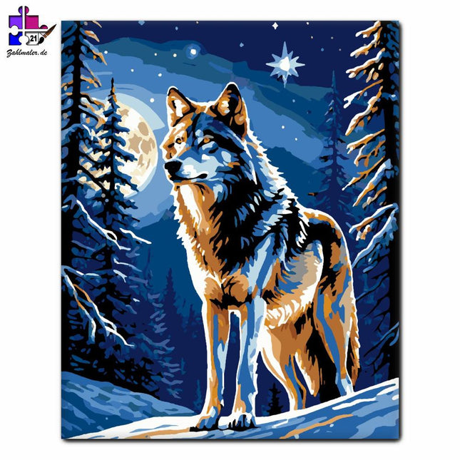 Mondschein Wolf | Malen nach Zahlen-Zahlmaler.de