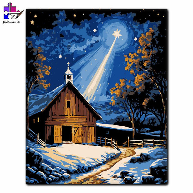 Sternenreiche Winternacht - Zahlen-Malset | Malen nach Zahlen-Zahlmaler.de