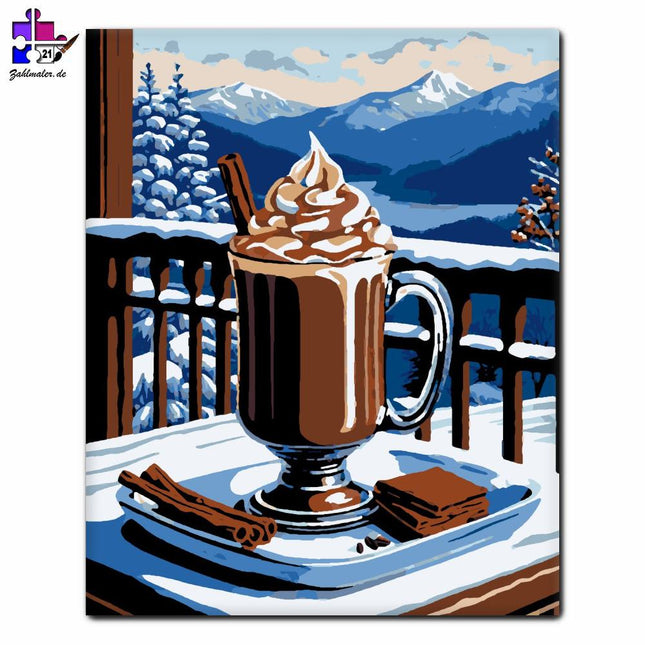 Winterliche Erfrischung in den Bergen | Malen nach Zahlen-Zahlmaler.de