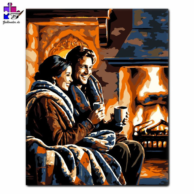 Winterliche Wärme am Kamin | Malen nach Zahlen-Zahlmaler.de