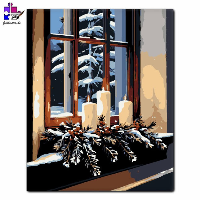 Winterfenster-Vielfalt | Malen nach Zahlen-Zahlmaler.de