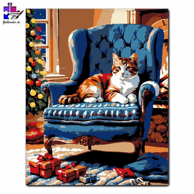 Katze und Winterwärme | Malen nach Zahlen-Zahlmaler.de