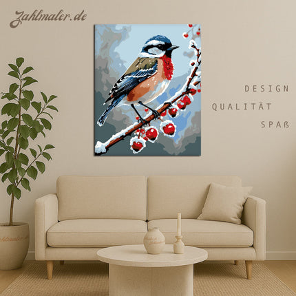 Winter Vogelgesang Harmonie | Malen nach Zahlen-Zahlmaler.de