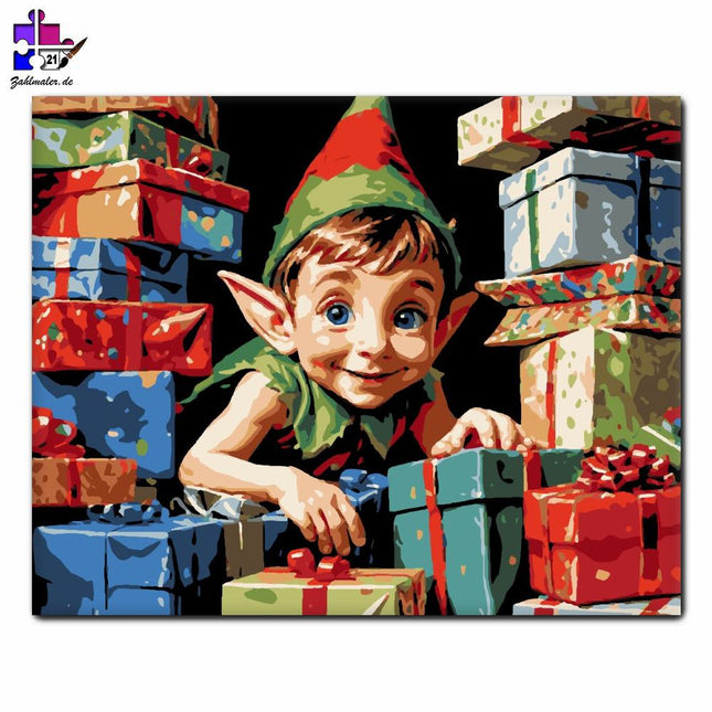 Happy Elf Festliche Abenteuer | Malen nach Zahlen-Zahlmaler.de